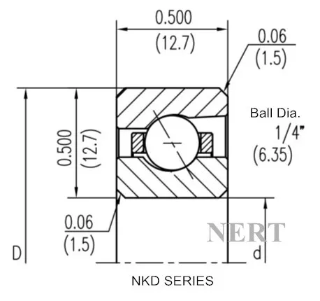 NKD(Φ12.7)等截面薄壁角接触球轴承剖面