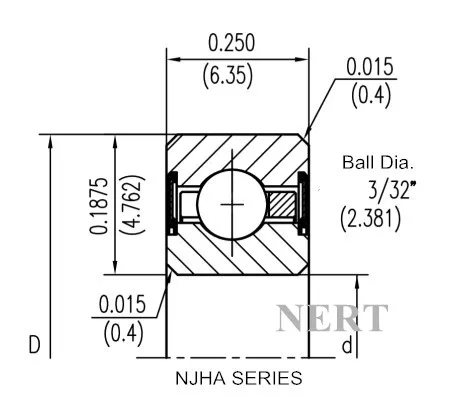 NJHA-C(Φ6.35mm)薄壁密封深沟球轴承剖面