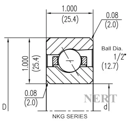 NKG-A(Φ25.4)等截面薄壁角接触球轴承剖面