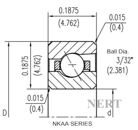 NKAA(Φ4.763)等截面薄壁角接触球轴承剖面