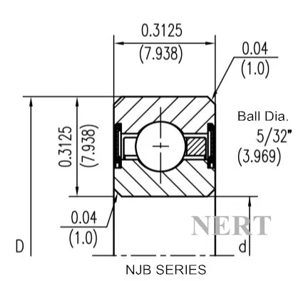 NJB(Φ7.938mm)薄壁密封深沟球轴承剖面