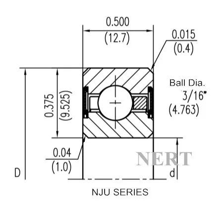 NJU(Φ12.7mm)深薄壁密封深沟球轴承剖面