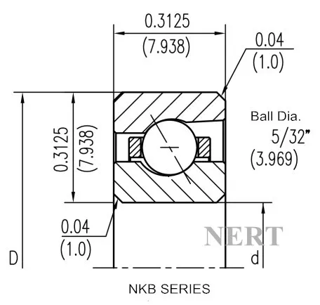 NKB(Φ7.938)等截面薄壁角接触球轴承剖面