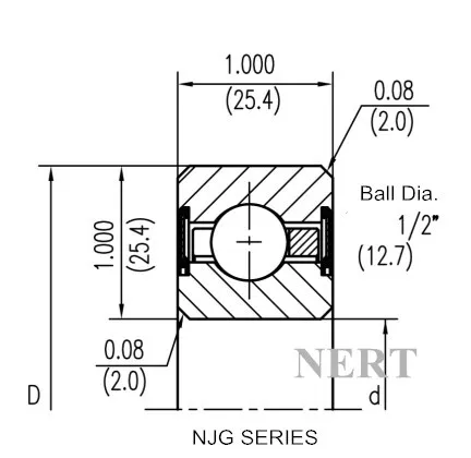 NJG(Φ25.4mm)薄壁密封深沟球轴承剖面